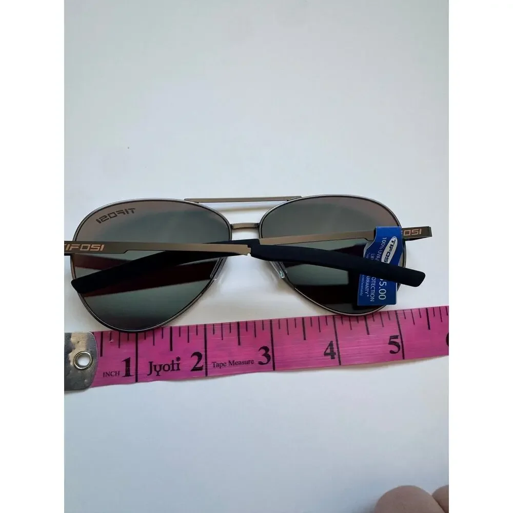 NEW Tifosi Shwae Graphite Smoke Blue Mirror Double bar Aviator Sunglasses